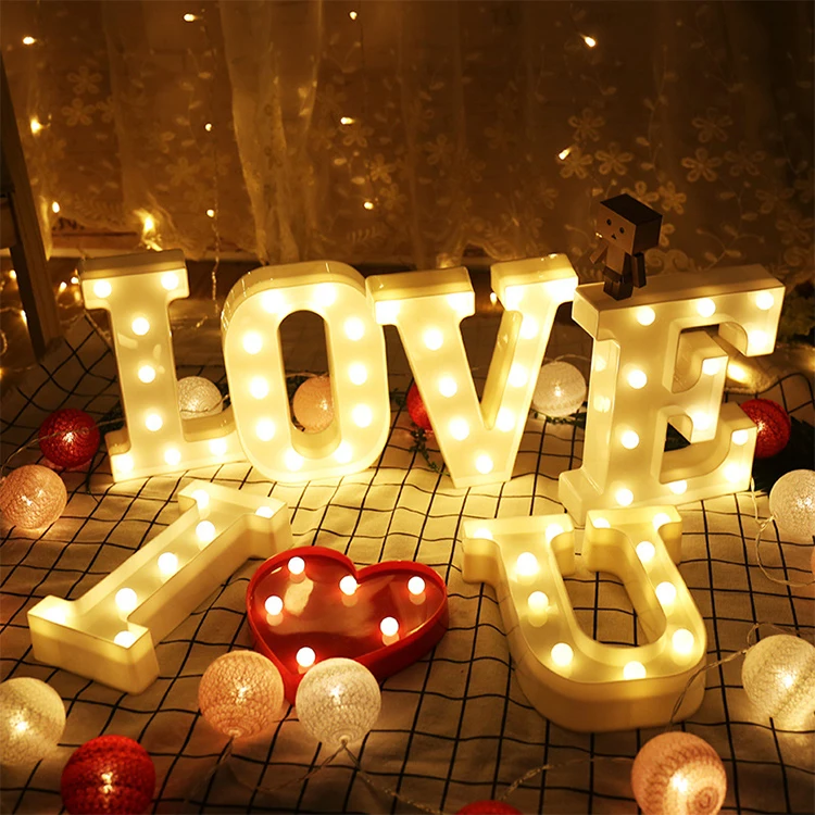 DDA709 Creative Indoor Birthday Wedding Party Decor Luminous 3D LED Marquee Lamp Sign White DIY 26 Alphabet Letter Night Light