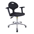 Leisurely Polyurethane PU ESD Lab Stool Chair With PU Foaming Handle Armrest ESD Chair