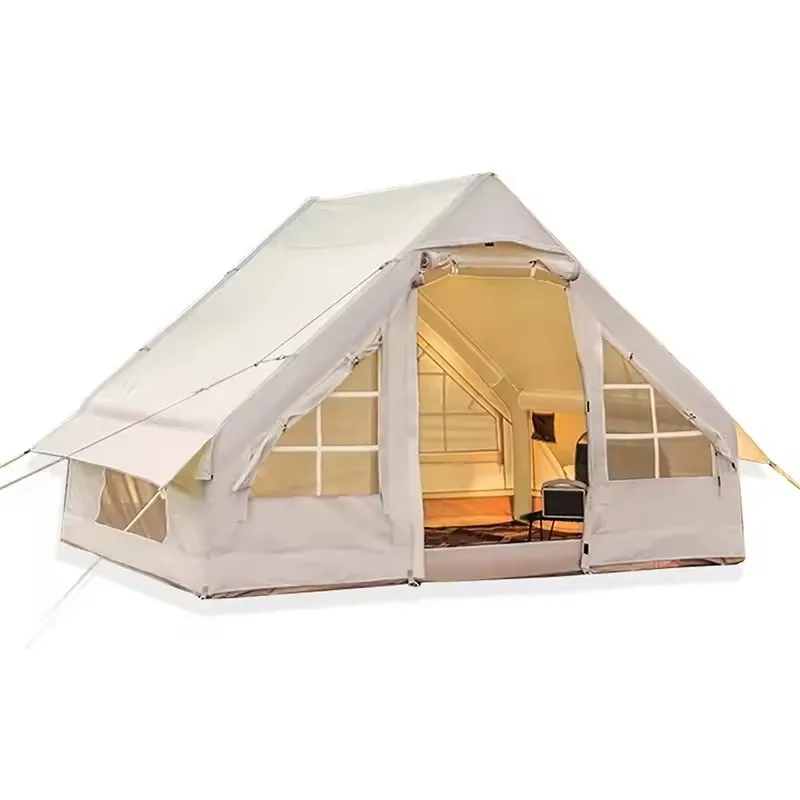 High Quality Customized 4 Season Luxury Large Outdoor Camp Family Air Camping Tent Waterproof PVC Cotton Inflatable Camping Tent manufacture