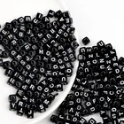 Beads Black English Letters Beads 6mm Squares Shape Black White For Children DIY Wholesale Acrylic Beads