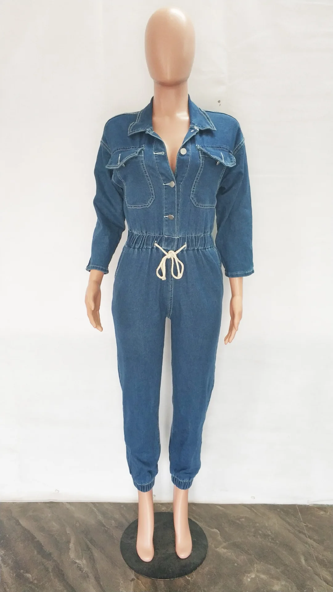 Hot Sale Plus Size Loose Jeans Rompers Casual Style One Piece Jumpsuit for Women Autumn Denim Outfits Wholesale Clothing supplier