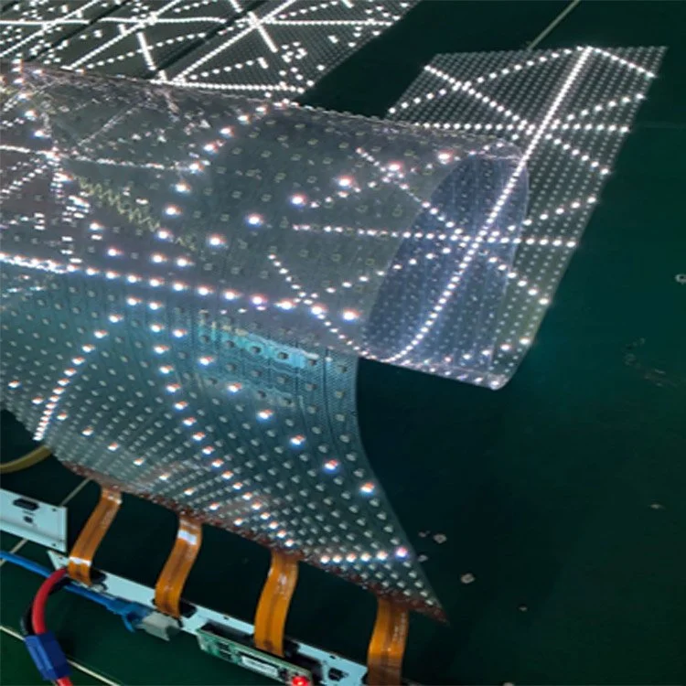 product factory high quality can be customized ledtransparent film screen flexible transparent led display screen for glass video walls400-7