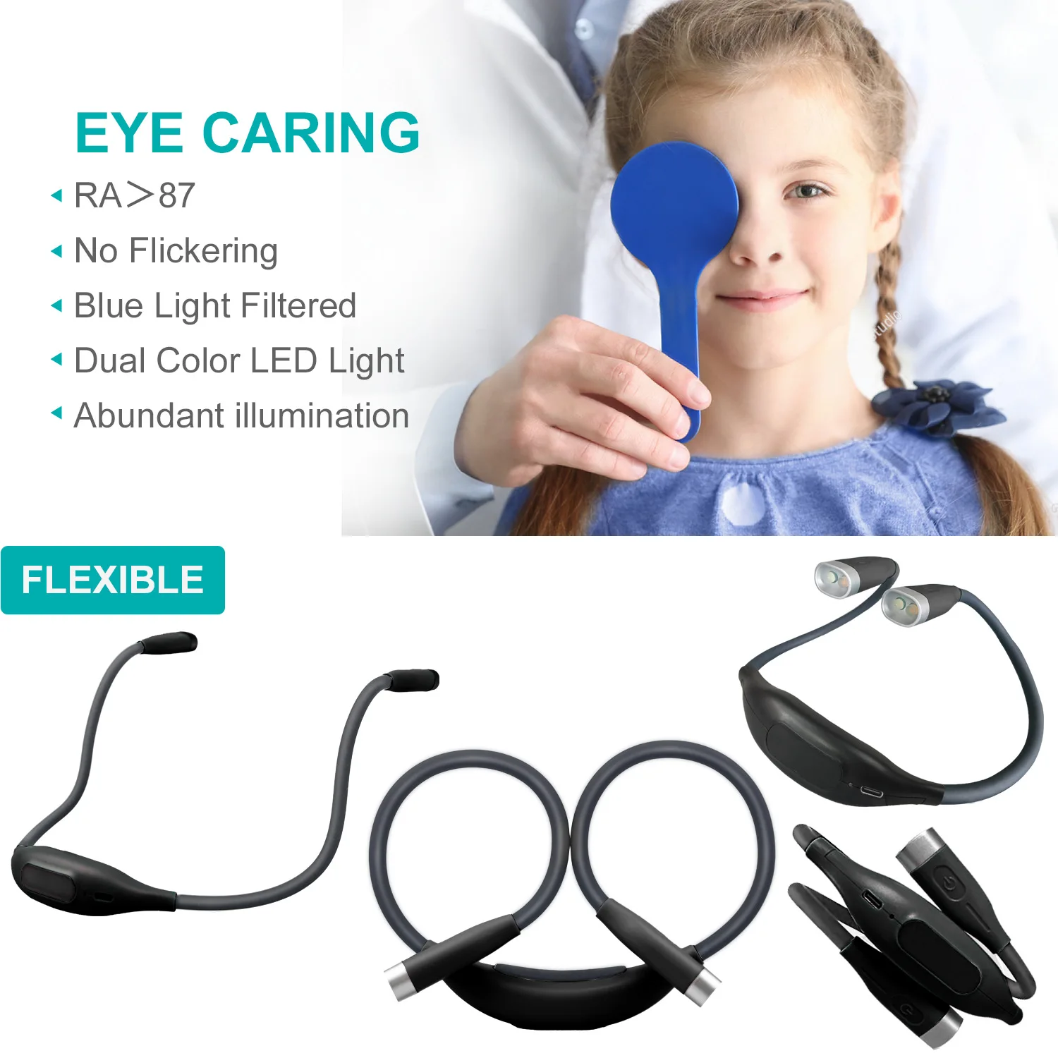 LED Portable Flexible Hanging Flexible Neck light Rechargeable Book Light Eye Protection Reading hug Light