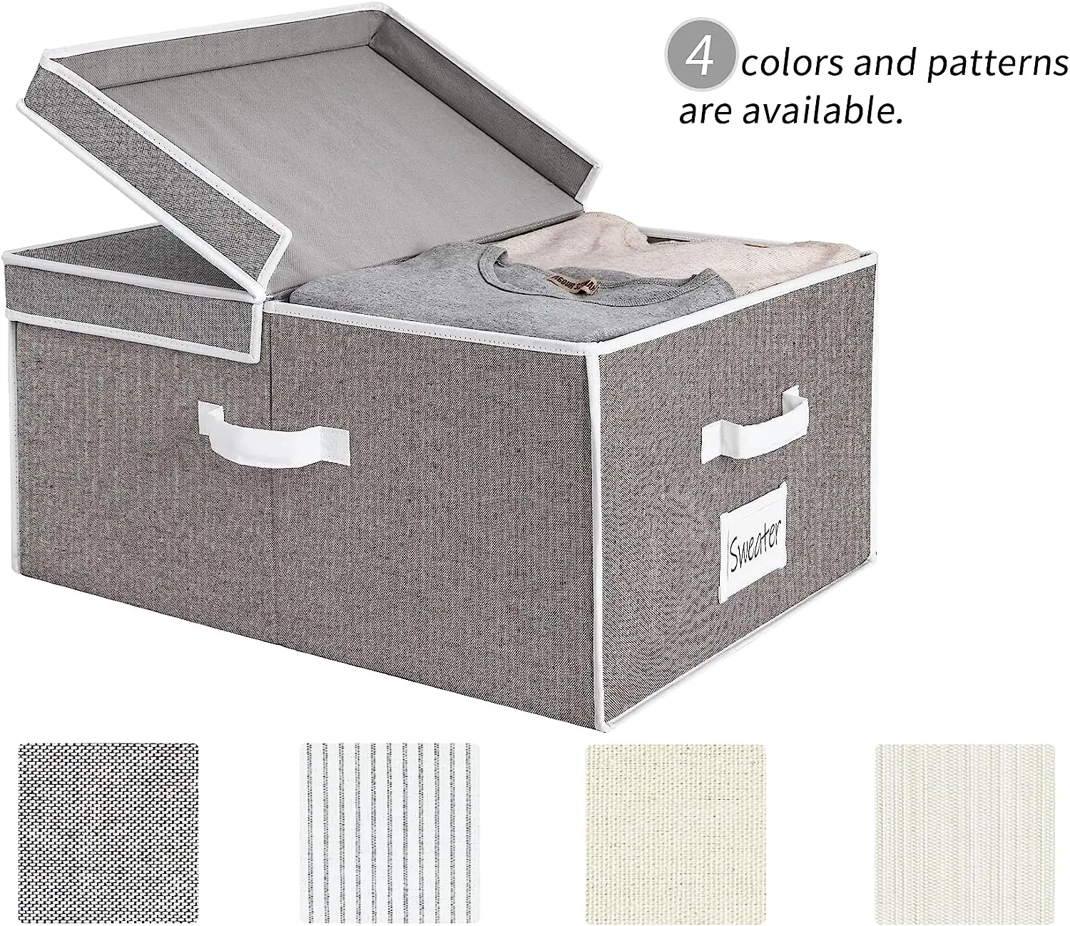 55L Closet Storage Organizer, Storage Bin with Double-Open Lid, Gray, Fabric Storage Box, Extra Large