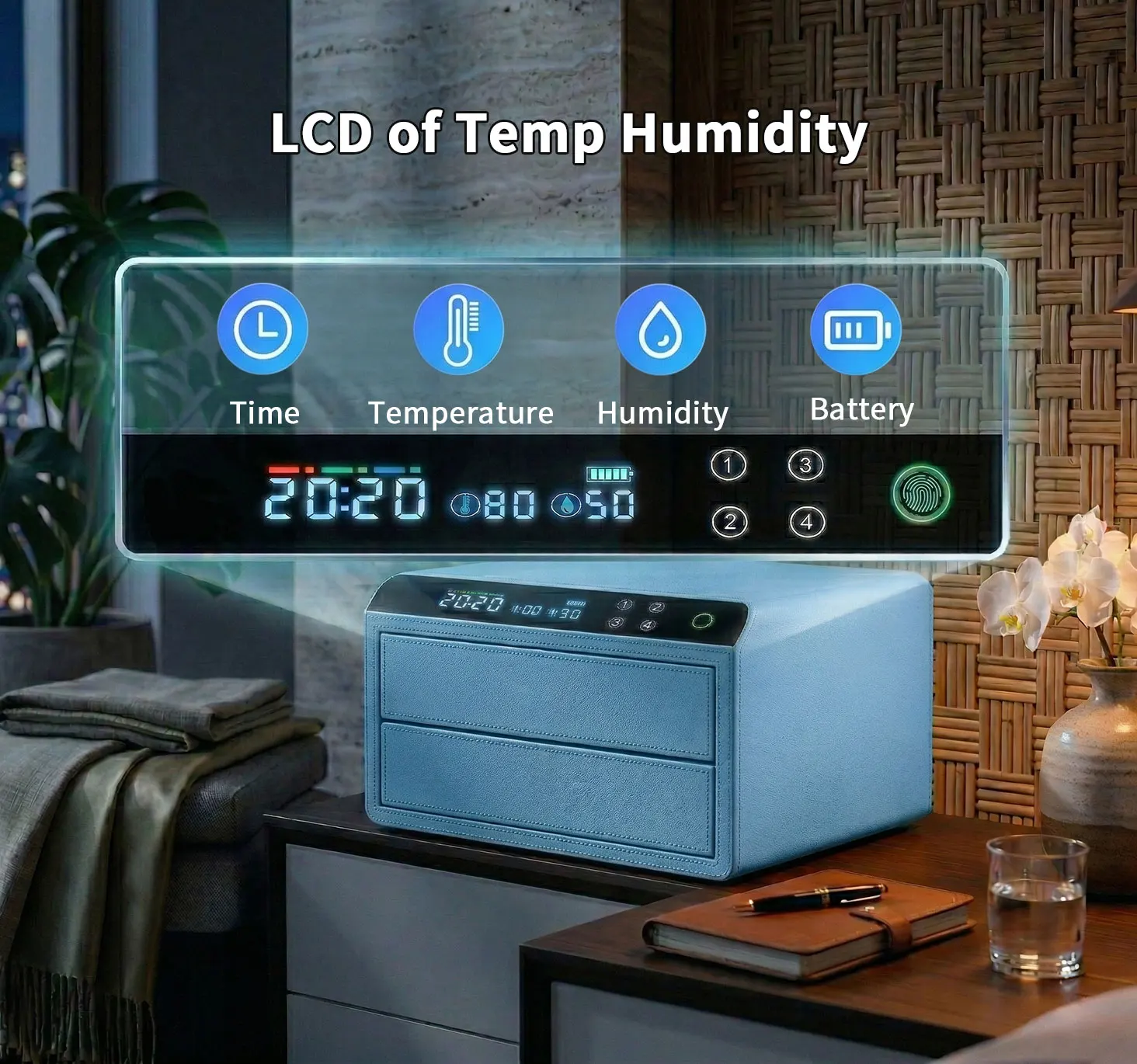dr 1272 ft ceqsafe smart electronic deposit leather biometric cash 2 drawers safe fingerprint jewelry box with wifi-3