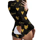 Pajamas 2021 Summer Button Flap Bodysuit Short Jumpsuit Sexy Sleepwear Floral Print Pajamas