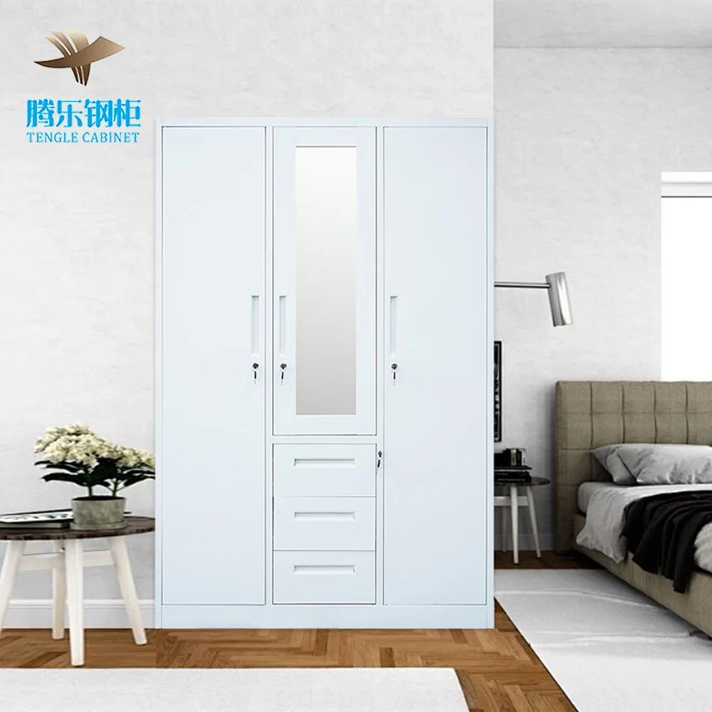 Hot Drawer Design With Mirror Cheap For Sale Wardrobe In White Color