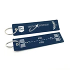 Logo Keychain Personalized Custom Logo Custom Logo Shape Before Flight Blank Woven Embroidered Key Tag Fabric Keychain