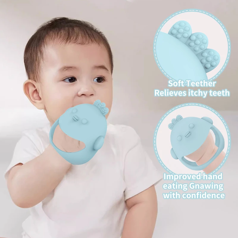 Wholesale BPA Free Soft Teething Toy Baby Anti-handling Silicone Chicken Teether