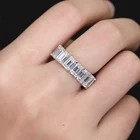 Silver Ring Eternity Custom Jewelry Diamond Silver Gold Plated Emerald Cut Ring Moissanite Eternity Ring