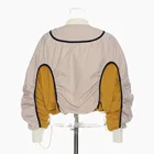 Fall 2021 Women Clothes Jackets Contrast Color Drawstring Oversized Bomber Jacket
