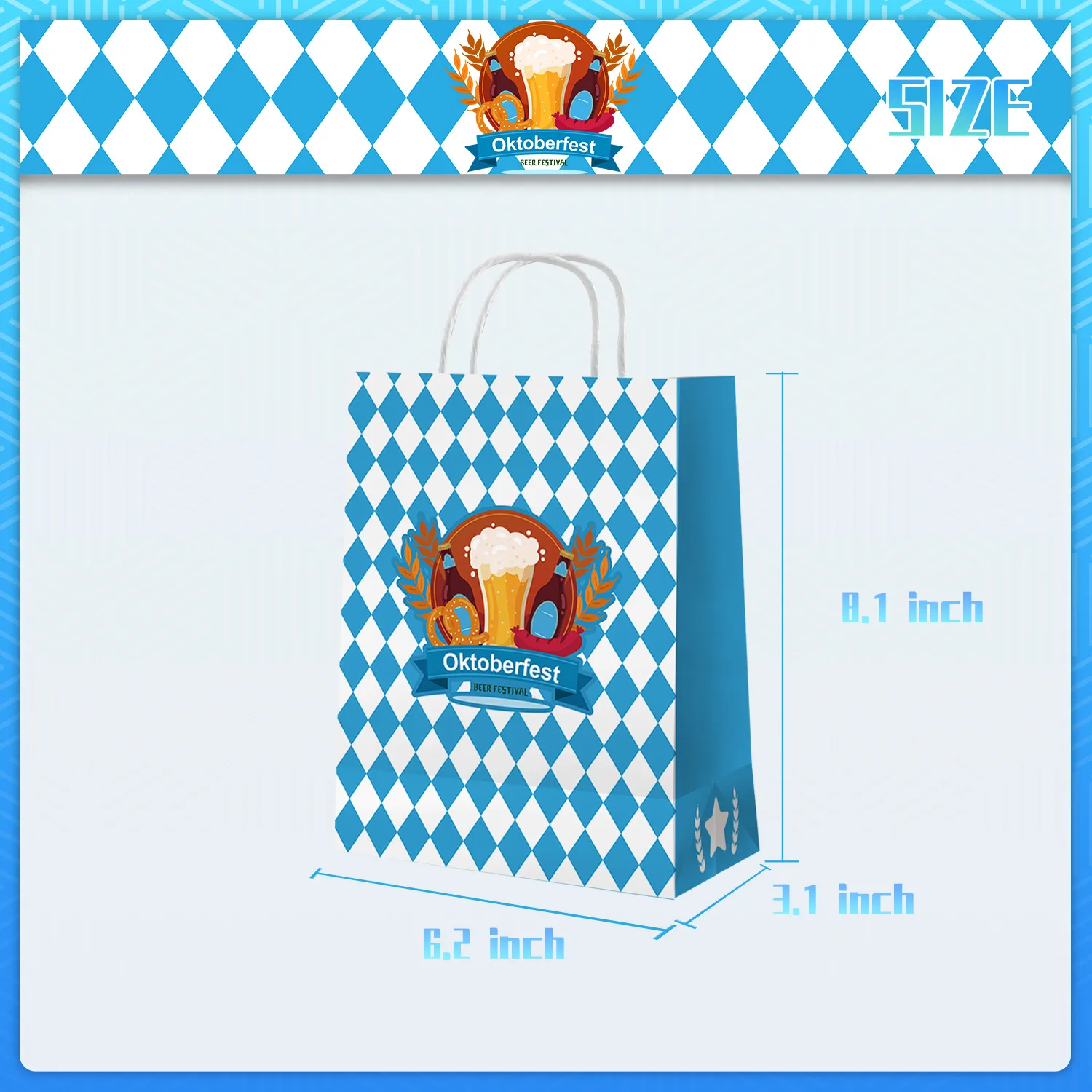 Oktoberfest Theme Holiday Gift Bag Portable Kraft Paper Bag Party Decoration Supplies Set