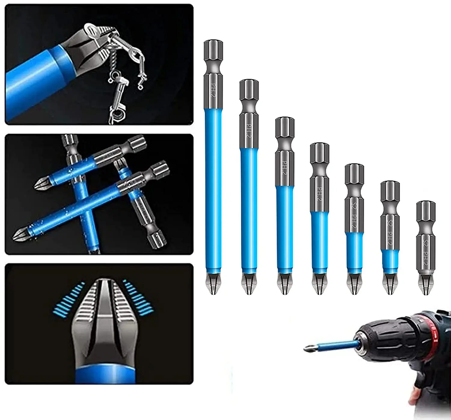 Magnetic Anti Slip Drill Bit Pcs And Double Head Ph Hex Screwdriver Bit Set Mm Mm Mm