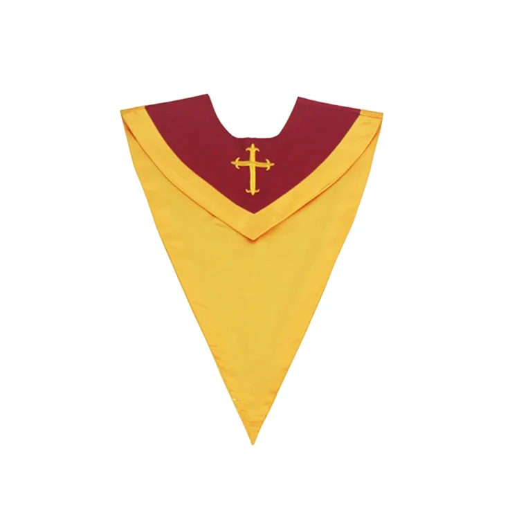 Two Color Satin Reversible Matte Front Choir Stole V Stole Reversible Choir Stoles with Cross details