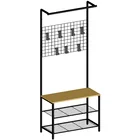 Hall Tree 2020 Entryway Hall Tree Rack 3-tier Storage Shelf Shoe Bench Coat Rack With Hooks