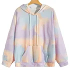 Wholesale Custom Embroidery Sweatshirt Oversize Rainbow Tan 3d Printed Distressed Tie Up Dye Cotton Hoodie Set