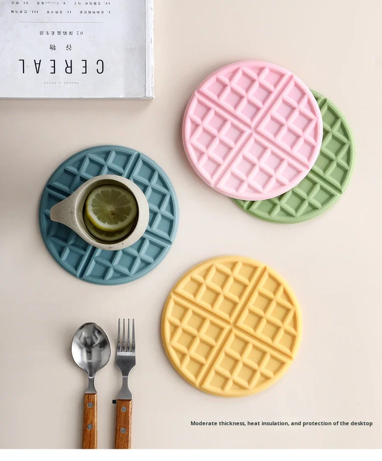 Creative Waffle Silicone Pot Holder Insulation Mat Waterproof Non-slip Dining Table Placemat Insulation Placemat details