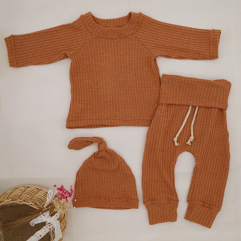 2022 Trendy autumn winter organic cotton newborn baby clothes gift 2 Pieces set long sleeves trousers baby clothing sets for new