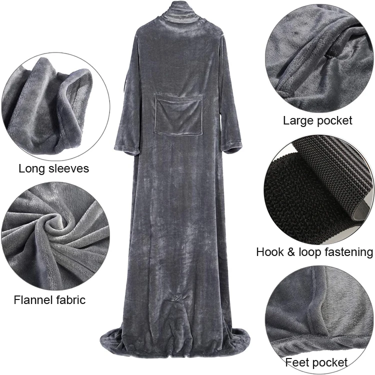 fleece TV blanket with sleeves and pocket custom thick home TV blanket with sleeves wearable throw blanket