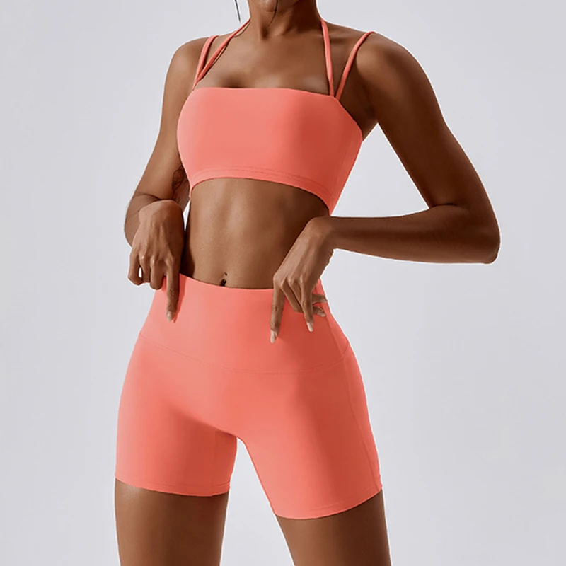 Hot Sale Sportswear Gym Clothing Active Wear Yoga Sports Bra High Waist shorts Set Fitness Yoga Wear For Women