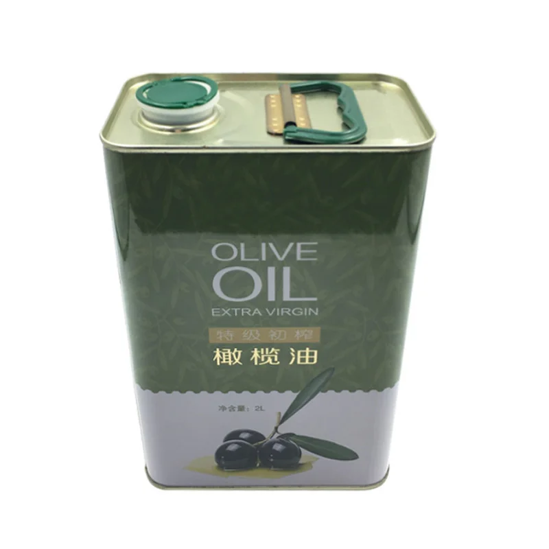 Waterproof 2L Rectangular Olive Oil Tin Can for Food Grade Oil Packaging