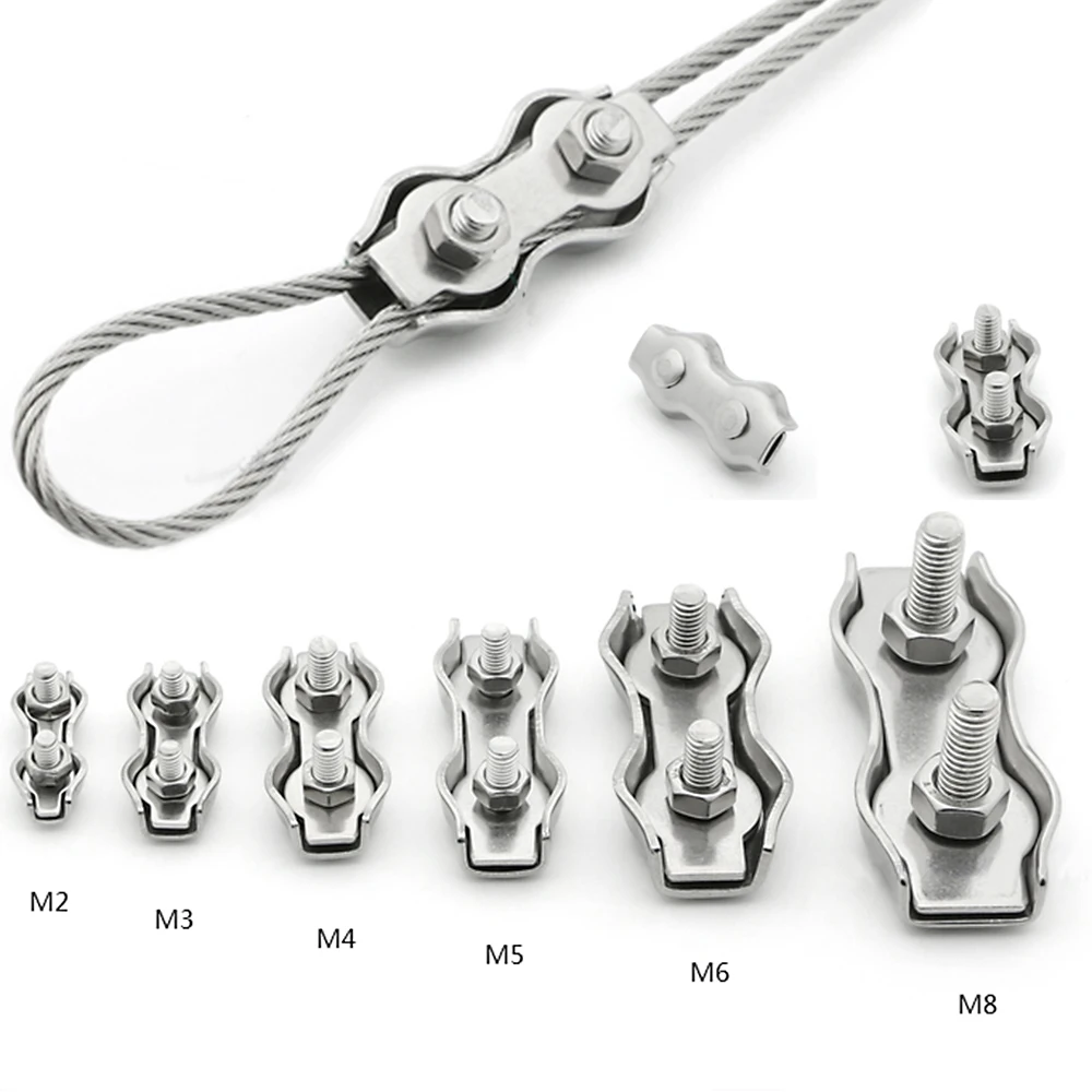 Details about   10x Stainless Steel Wire Cable Rope Simplex Wire Ropes Grips Clamp Clip 2mmlo 