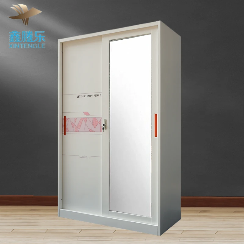 Modern 2-Door Sliding Wardrobe Guardaroba Scorrevole Fitted Wardrobes with Metal Bedroom Furniture Lemari Pakaian Designs