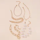 2021 Baguette BraceletsFashion Temperament Imitation Pearl INS Heart - Shaped Chain Suit Women Bracelets Set