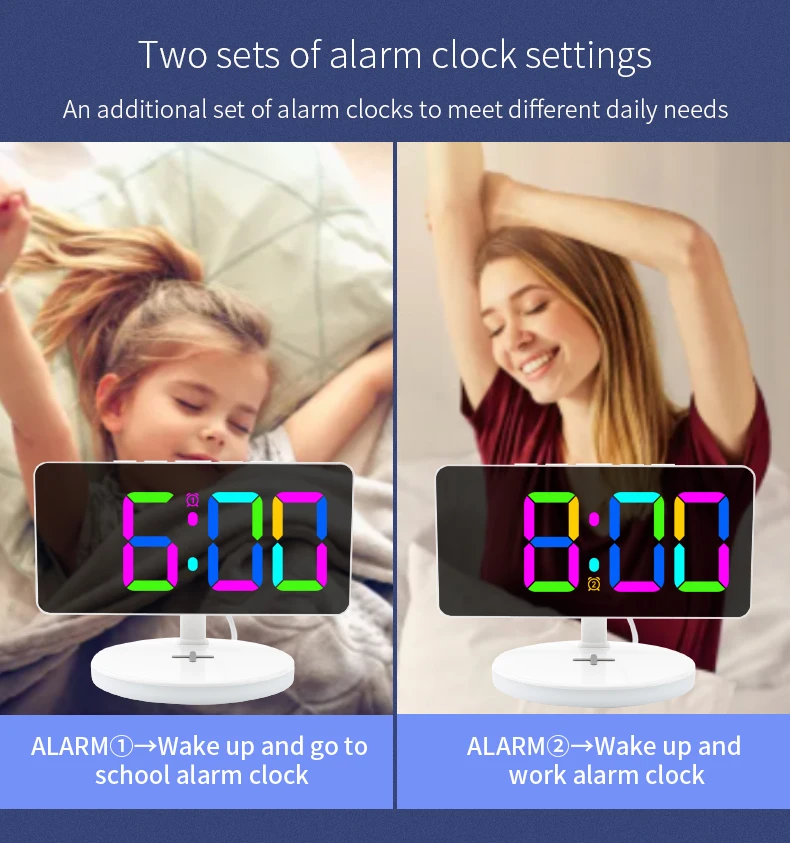 New Design LED Night Light Digital Alarm Clock 15W Fast Charging Station Wireless Charger with Alarm Clock