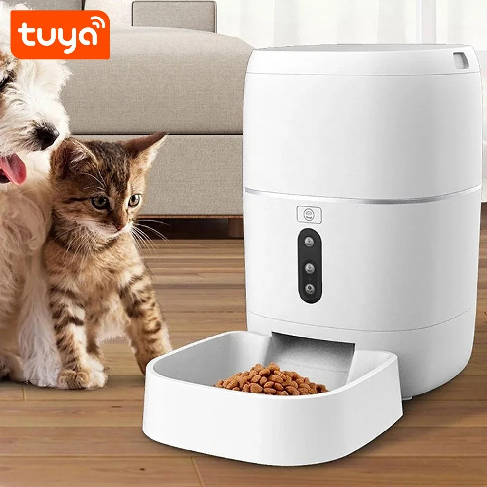 【ペット】 2023 Tuya Dog Catスマートペットフィーダーwifi携帯電話アプリリモコンマイクロチップ自動ペットフィーダーカメラ
