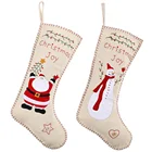 Christmas Ornaments HB-116 Christmas Ornaments Linen Embroidery Christmas Stockings As Pendant Gift Bag