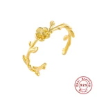 Rose Gold Ring Rose 2021 New Design Rose Flower 18k Gold Gem Adjustable Open Finger Ring Jewelry Women
