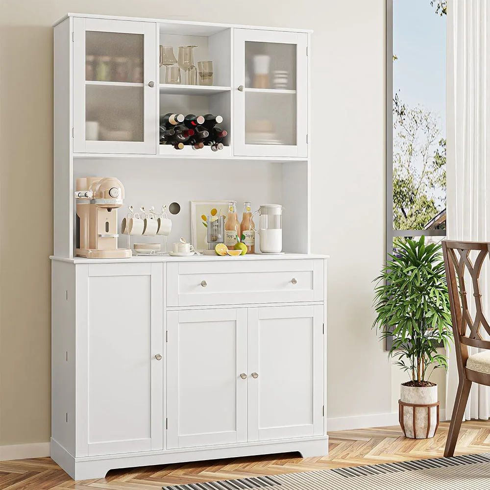 Kitchen China Modern Buffet Hutch Cabinets with Microwave Stand Food Pantry Cabinet with Doors and Shelves factory