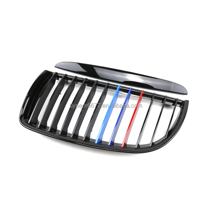 product tiypeor three color front hood kidney grill single slat car grille for bmw e90 e91 3 series 2005 2006 2007 2008 gloss black-7