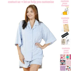 Wholesale Toweling Plus Size Custom Blank Women Two Piece Loungewear Pajama T Shirt and Shorts Set