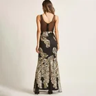 Dress 2021 Summer Women New Arrival Apparel Sexy Black/Gold Floral Embroidered Evening Maxi Dress
