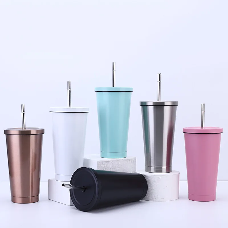 large insulated cup with straw