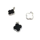 Black Agate Pendant Two-sided Four-leaf Clover Black Agate Red Agate Pendant