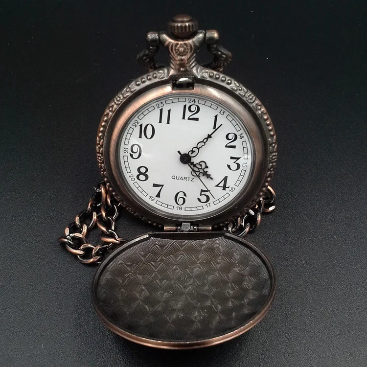 Wholesale Custom Top Vintage Outdoor Red Bronze Case Antique Pocket Watches Old Quartz Pocket Watches Chain