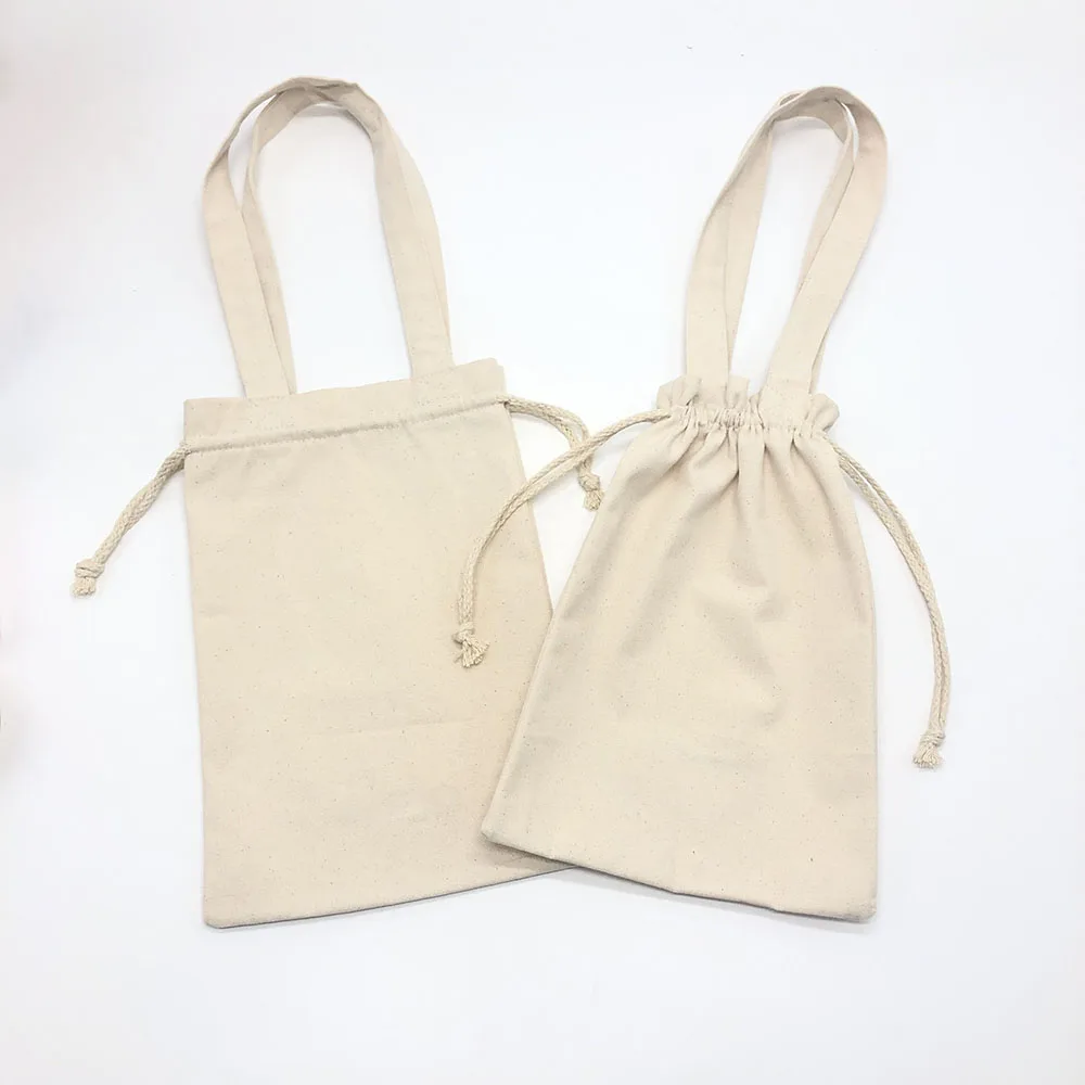 Customized Printed Logo Dust Pouch Plain Shopping Cotton Canvas Drawstring Tote Bag supplier
