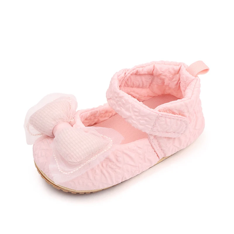 Spring and Fall New Embossed Bow Soft Soled Baby Princess Walking Shoes factory