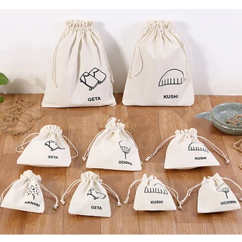 eco friendly reusable storage gift tote bag small canvas dust draw string bags white black cotton drawstring bag