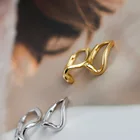 Silver Hoop Earrings Wholesale 925 Sterling Silver Jewelry Irregular Design 18K Gold Plated Hoop Earrings