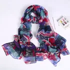 Printed Shawl 2021 New Colorful Printed Spring Autumn Polyester Voile Silk Shawl For Lady