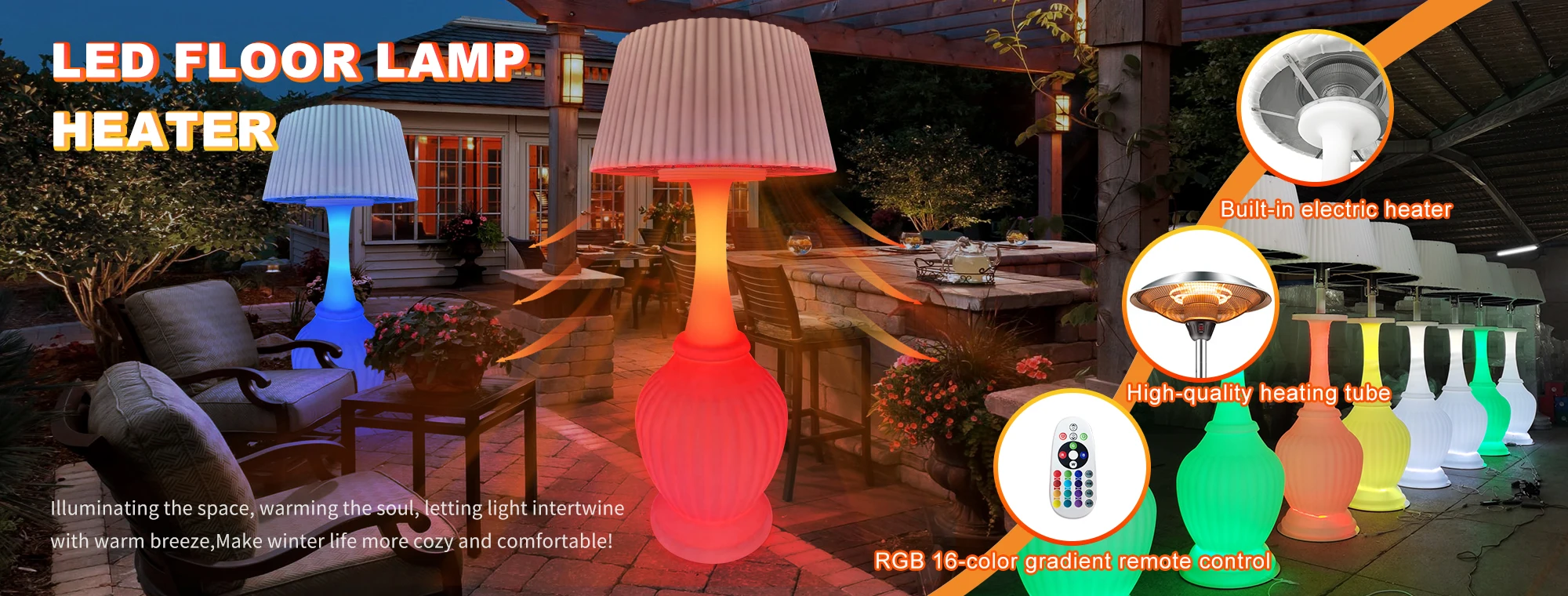Patio Heater, LED, Waterproof, USB - detail 4