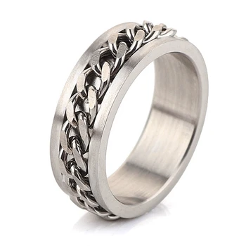 gothic jewelry rings mens stainless biker rings luxury silver chain link ring
