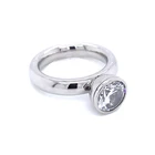 Bezel Setting Rings Cz Engagement Ring High Quality Stainless Steel Jewelry Bezel Setting Round CZ Engagement Rings