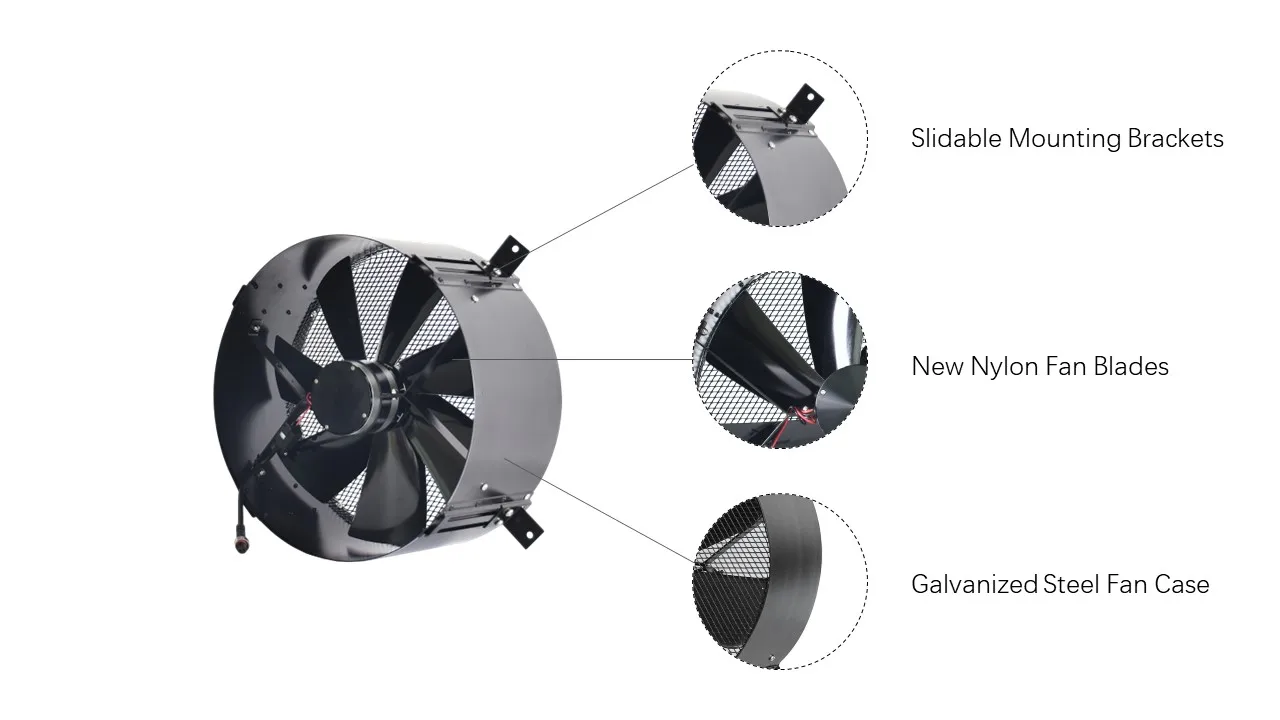 Basement Wall Extract Fan, 24V, Solar - detail 2