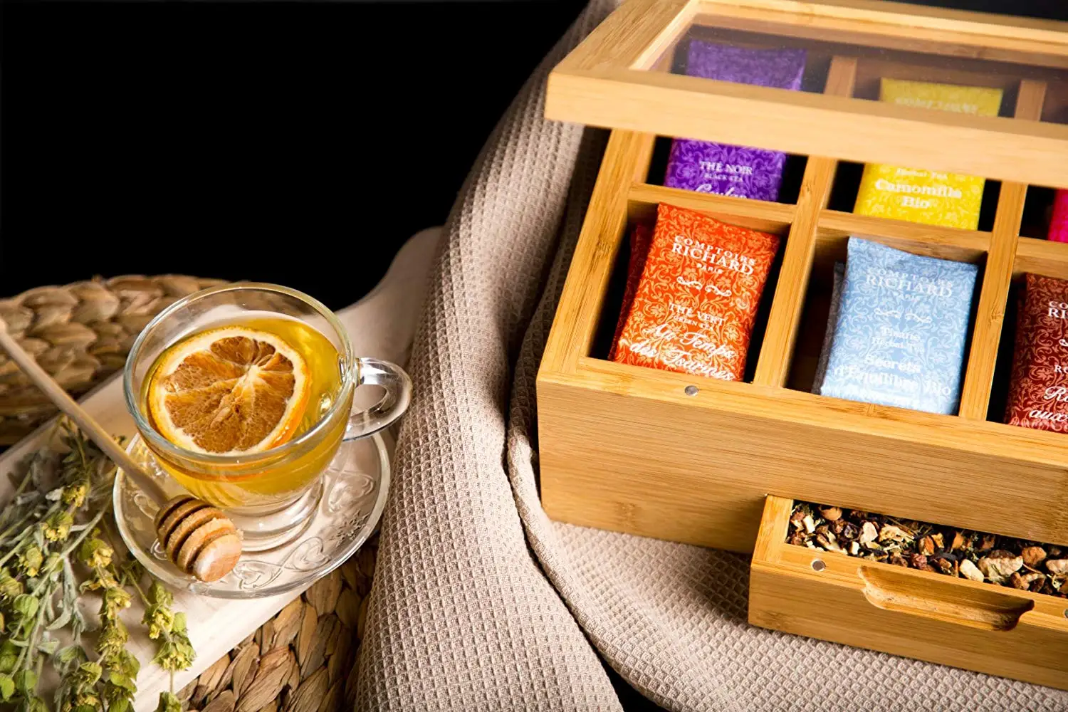Wholesale Personalized Bamboo Luxury Coffee Tea Packaging Box Custom Logo Small Tea Bag Gift Packing Tea Box