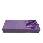 Personalized Custom Logo Purple Velvet Drawer Shaped Gift Box For Hair Extension Bundle Packaging